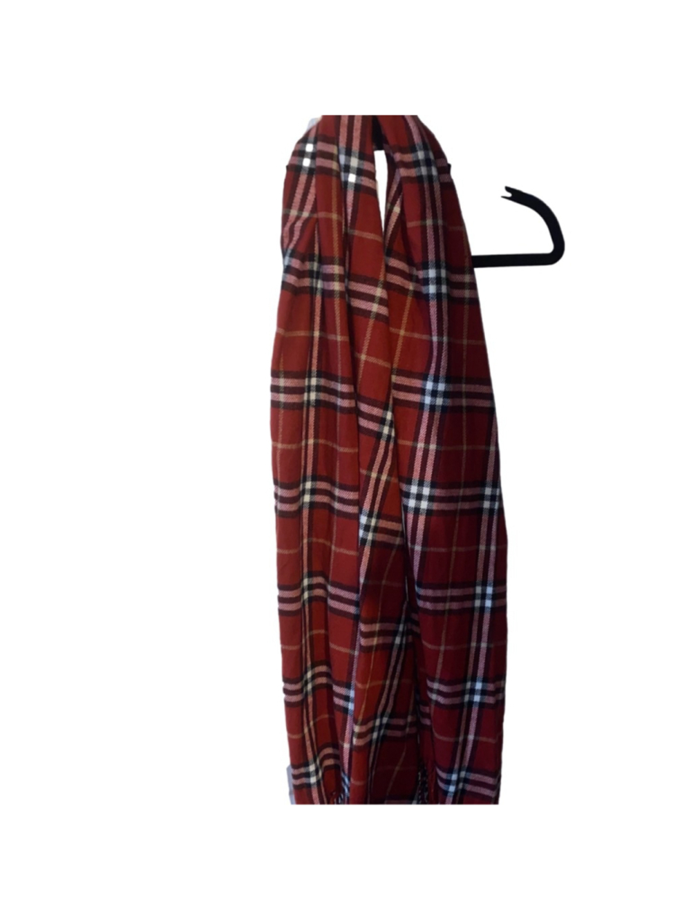 Women's Toffee & Apple Red Plaid Tartan Scarf with Fringe